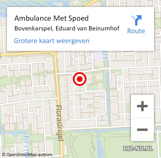 Locatie op kaart van de 112 melding: Ambulance Met Spoed Naar Bovenkarspel, Eduard van Beinumhof op 14 januari 2023 18:22