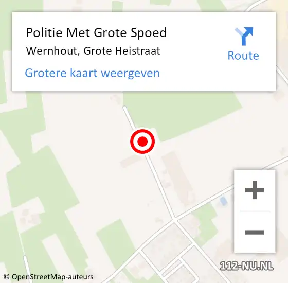 Locatie op kaart van de 112 melding: Politie Met Grote Spoed Naar Wernhout, Grote Heistraat op 14 januari 2023 18:50