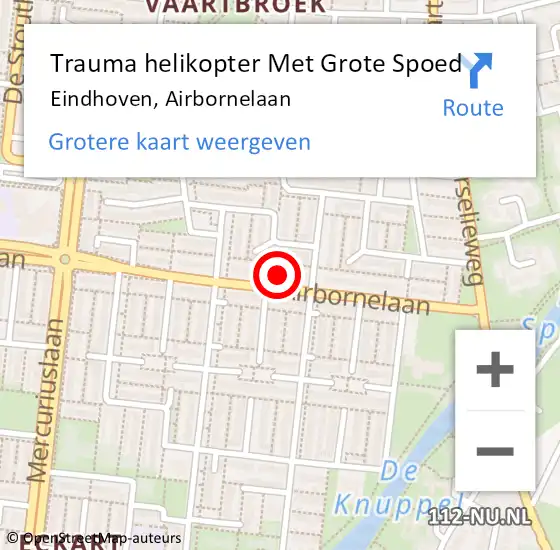 Locatie op kaart van de 112 melding: Trauma helikopter Met Grote Spoed Naar Eindhoven, Airbornelaan op 14 januari 2023 18:54