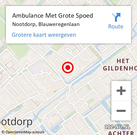 Locatie op kaart van de 112 melding: Ambulance Met Grote Spoed Naar Nootdorp, Blauweregenlaan op 14 januari 2023 18:55