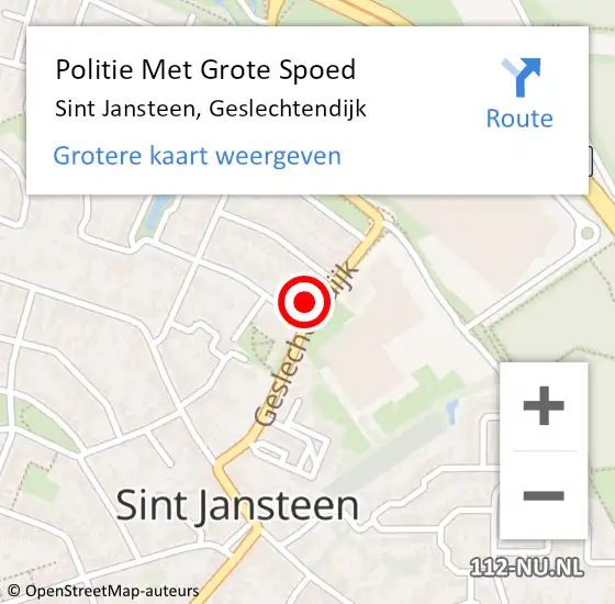 Locatie op kaart van de 112 melding: Politie Met Grote Spoed Naar Sint Jansteen, Geslechtendijk op 14 januari 2023 18:57