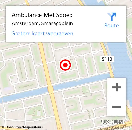 Locatie op kaart van de 112 melding: Ambulance Met Spoed Naar Amsterdam, Smaragdplein op 14 januari 2023 18:58