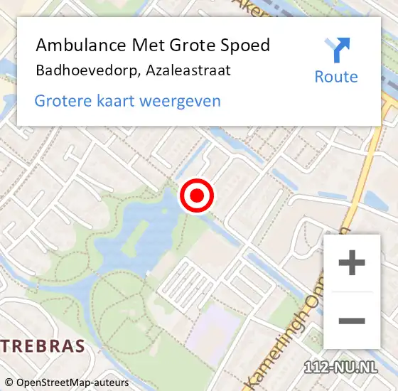 Locatie op kaart van de 112 melding: Ambulance Met Grote Spoed Naar Badhoevedorp, Azaleastraat op 14 januari 2023 19:01