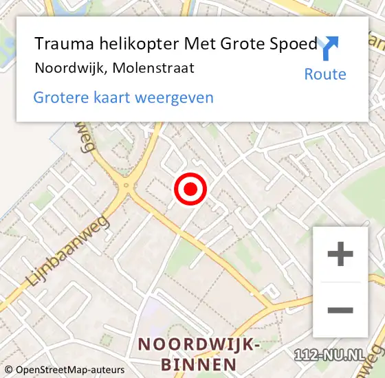 Locatie op kaart van de 112 melding: Trauma helikopter Met Grote Spoed Naar Noordwijk, Molenstraat op 14 januari 2023 19:17