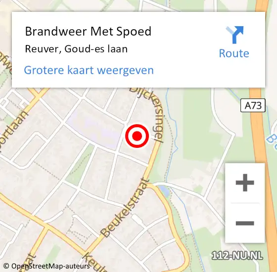 Locatie op kaart van de 112 melding: Brandweer Met Spoed Naar Reuver, Goud-es laan op 14 januari 2023 19:22