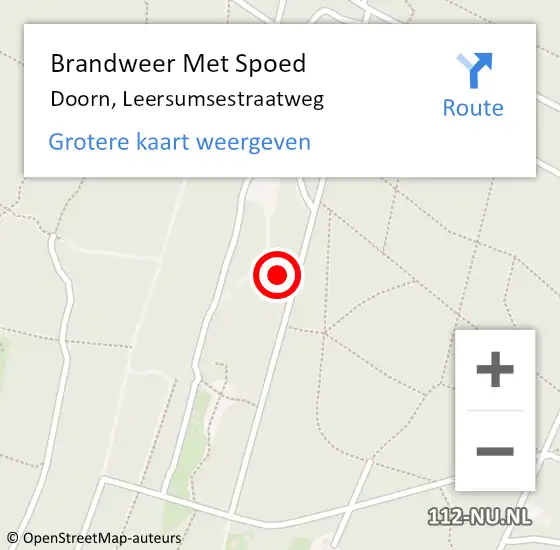 Locatie op kaart van de 112 melding: Brandweer Met Spoed Naar Doorn, Leersumsestraatweg op 14 januari 2023 19:28