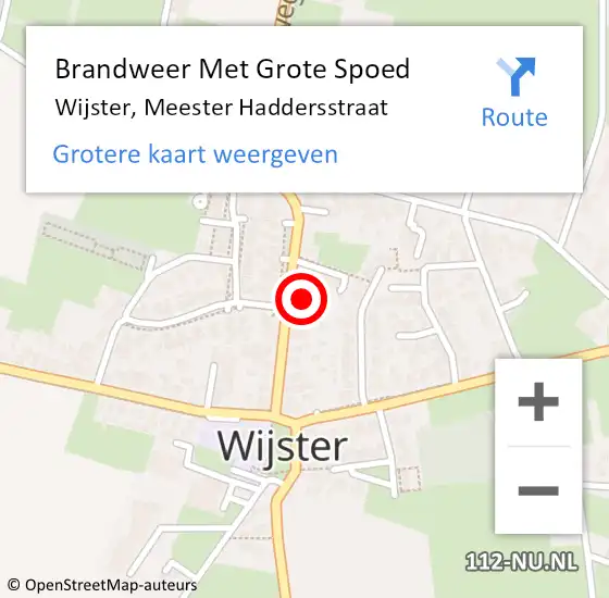 Locatie op kaart van de 112 melding: Brandweer Met Grote Spoed Naar Wijster, Meester Haddersstraat op 14 januari 2023 19:33