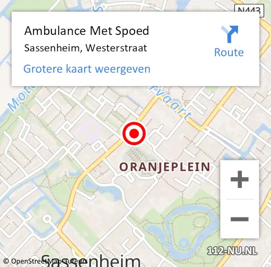 Locatie op kaart van de 112 melding: Ambulance Met Spoed Naar Sassenheim, Westerstraat op 14 januari 2023 20:06