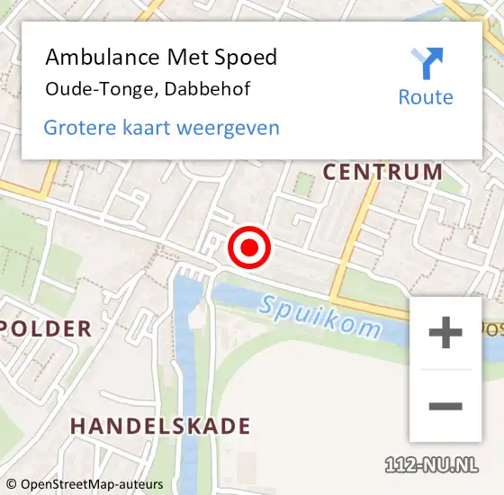 Locatie op kaart van de 112 melding: Ambulance Met Spoed Naar Oude-Tonge, Dabbehof op 14 januari 2023 20:28