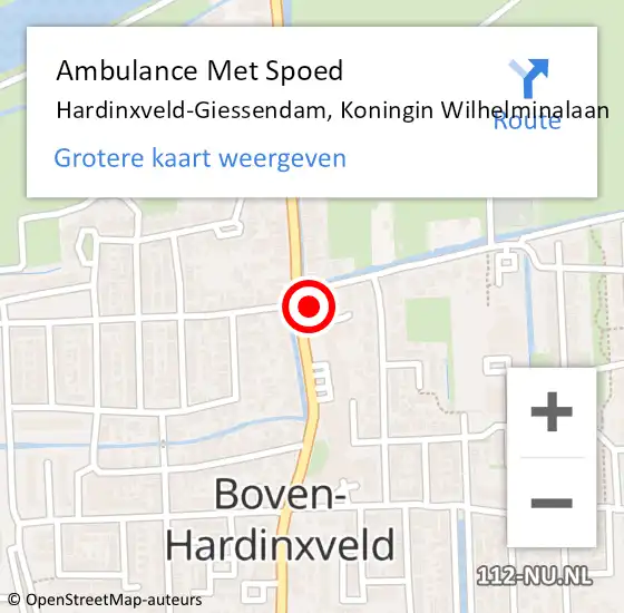 Locatie op kaart van de 112 melding: Ambulance Met Spoed Naar Hardinxveld-Giessendam, Koningin Wilhelminalaan op 14 januari 2023 20:40