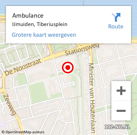 Locatie op kaart van de 112 melding: Ambulance IJmuiden, Tiberiusplein op 14 januari 2023 20:43