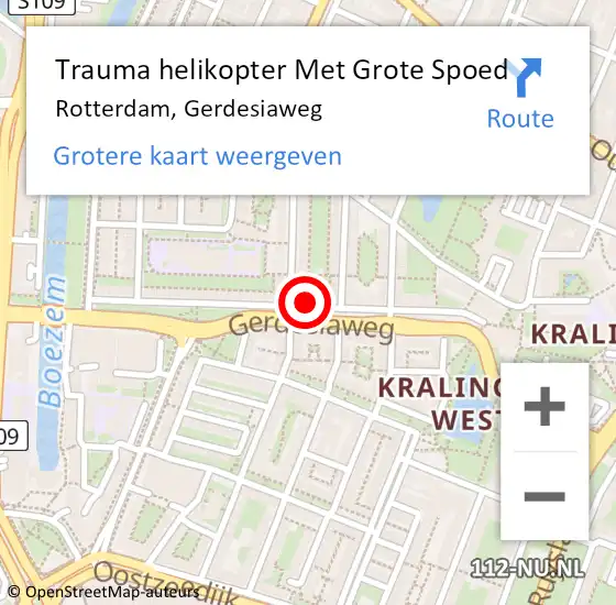 Locatie op kaart van de 112 melding: Trauma helikopter Met Grote Spoed Naar Rotterdam, Gerdesiaweg op 14 januari 2023 20:59