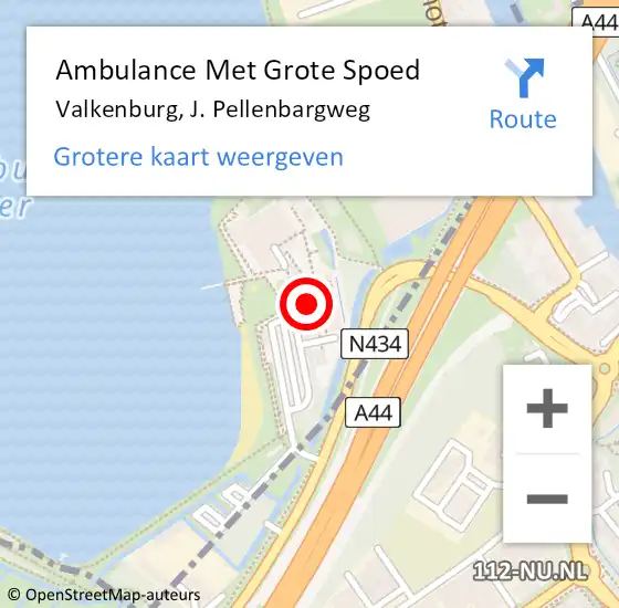 Locatie op kaart van de 112 melding: Ambulance Met Grote Spoed Naar Valkenburg, J. Pellenbargweg op 14 januari 2023 21:07