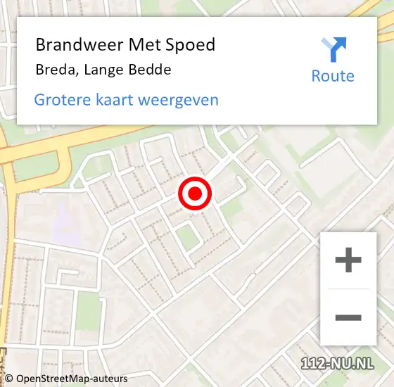 Locatie op kaart van de 112 melding: Brandweer Met Spoed Naar Breda, Lange Bedde op 14 januari 2023 21:15