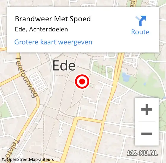 Locatie op kaart van de 112 melding: Brandweer Met Spoed Naar Ede, Achterdoelen op 14 januari 2023 21:35