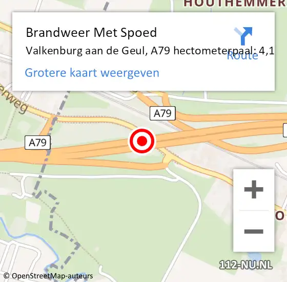 Locatie op kaart van de 112 melding: Brandweer Met Spoed Naar Valkenburg aan de Geul, A79 hectometerpaal: 4,1 op 14 januari 2023 22:12