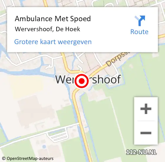 Locatie op kaart van de 112 melding: Ambulance Met Spoed Naar Wervershoof, De Hoek op 14 januari 2023 22:37