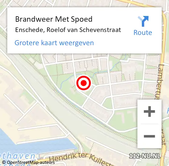 Locatie op kaart van de 112 melding: Brandweer Met Spoed Naar Enschede, Roelof van Schevenstraat op 14 januari 2023 22:47