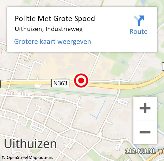 Locatie op kaart van de 112 melding: Politie Met Grote Spoed Naar Uithuizen, Industrieweg op 14 januari 2023 22:57