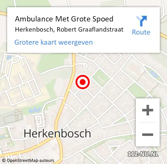 Locatie op kaart van de 112 melding: Ambulance Met Grote Spoed Naar Herkenbosch, Robert Graaflandstraat op 14 januari 2023 23:12