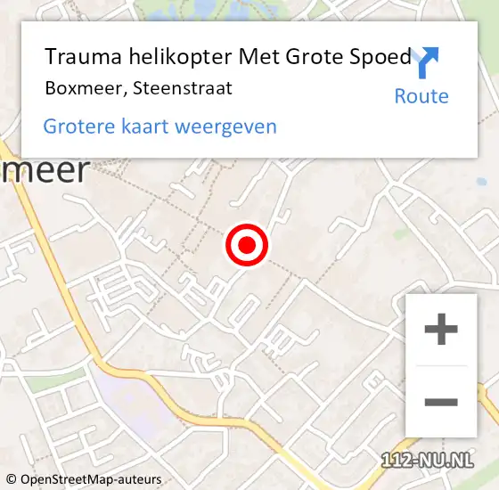 Locatie op kaart van de 112 melding: Trauma helikopter Met Grote Spoed Naar Boxmeer, Steenstraat op 14 januari 2023 23:40