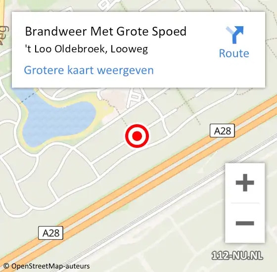 Locatie op kaart van de 112 melding: Brandweer Met Grote Spoed Naar 't Loo Oldebroek, Looweg op 14 januari 2023 23:44