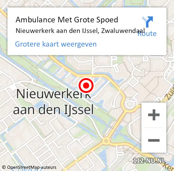 Locatie op kaart van de 112 melding: Ambulance Met Grote Spoed Naar Nieuwerkerk aan den IJssel, Zwaluwendaal op 15 januari 2023 00:19