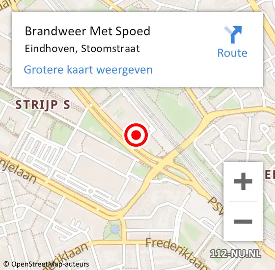 Locatie op kaart van de 112 melding: Brandweer Met Spoed Naar Eindhoven, Stoomstraat op 15 januari 2023 00:27