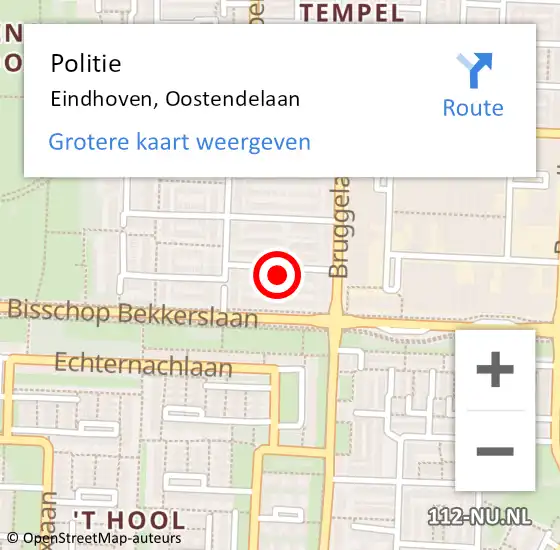 Locatie op kaart van de 112 melding: Politie Eindhoven, Oostendelaan op 15 januari 2023 00:47