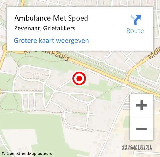 Locatie op kaart van de 112 melding: Ambulance Met Spoed Naar Zevenaar, Grietakkers op 15 januari 2023 01:16