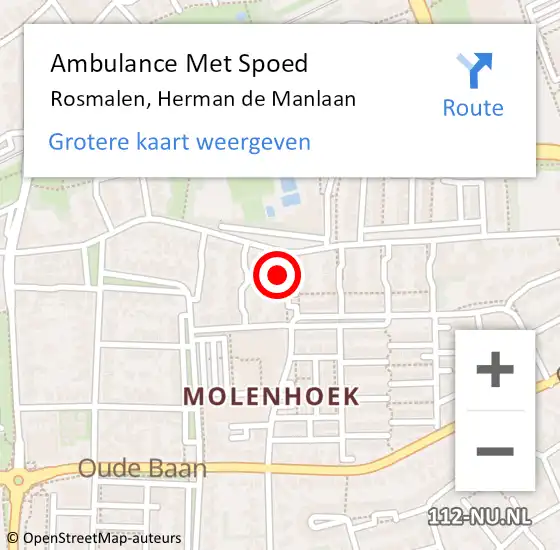 Locatie op kaart van de 112 melding: Ambulance Met Spoed Naar Rosmalen, Herman de Manlaan op 12 augustus 2014 09:10