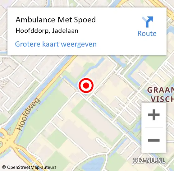 Locatie op kaart van de 112 melding: Ambulance Met Spoed Naar Hoofddorp, Jadelaan op 15 januari 2023 01:21