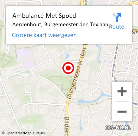 Locatie op kaart van de 112 melding: Ambulance Met Spoed Naar Aerdenhout, Burgemeester den Texlaan op 15 januari 2023 01:32