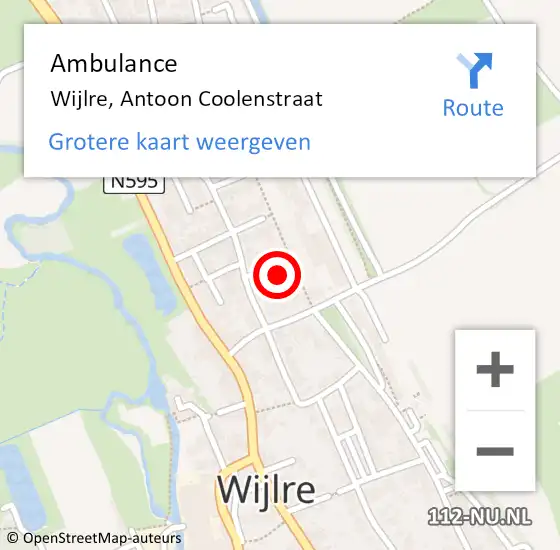 Locatie op kaart van de 112 melding: Ambulance Wijlre, Antoon Coolenstraat op 12 augustus 2014 09:11