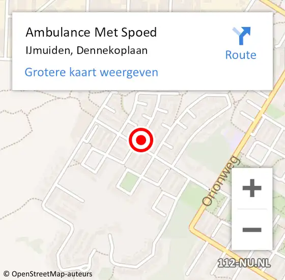 Locatie op kaart van de 112 melding: Ambulance Met Spoed Naar IJmuiden, Dennekoplaan op 15 januari 2023 01:49