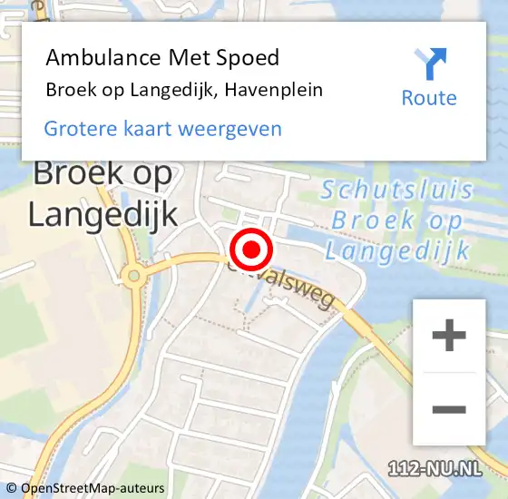 Locatie op kaart van de 112 melding: Ambulance Met Spoed Naar Broek op Langedijk, Havenplein op 15 januari 2023 02:55