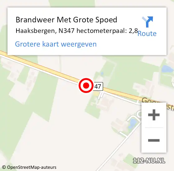 Locatie op kaart van de 112 melding: Brandweer Met Grote Spoed Naar Hof van Twente, N347 hectometerpaal: 2,8 op 15 januari 2023 02:56