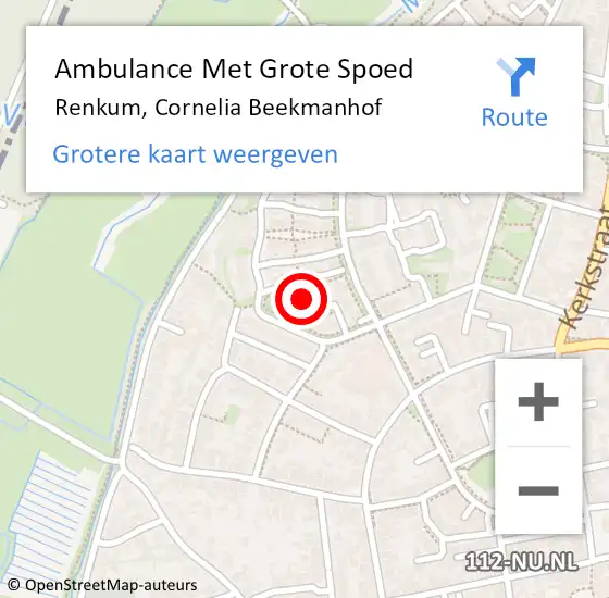 Locatie op kaart van de 112 melding: Ambulance Met Grote Spoed Naar Renkum, Cornelia Beekmanhof op 15 januari 2023 04:03