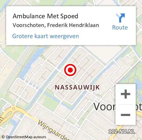 Locatie op kaart van de 112 melding: Ambulance Met Spoed Naar Voorschoten, Frederik Hendriklaan op 15 januari 2023 04:33