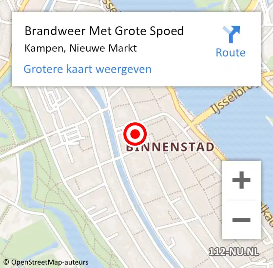 Locatie op kaart van de 112 melding: Brandweer Met Grote Spoed Naar Kampen, Nieuwe Markt op 15 januari 2023 05:14