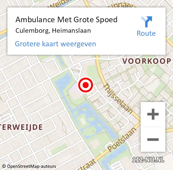 Locatie op kaart van de 112 melding: Ambulance Met Grote Spoed Naar Culemborg, Heimanslaan op 15 januari 2023 05:50