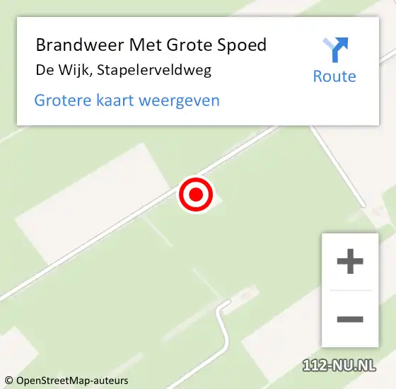 Locatie op kaart van de 112 melding: Brandweer Met Grote Spoed Naar De Wijk, Stapelerveldweg op 15 januari 2023 08:24