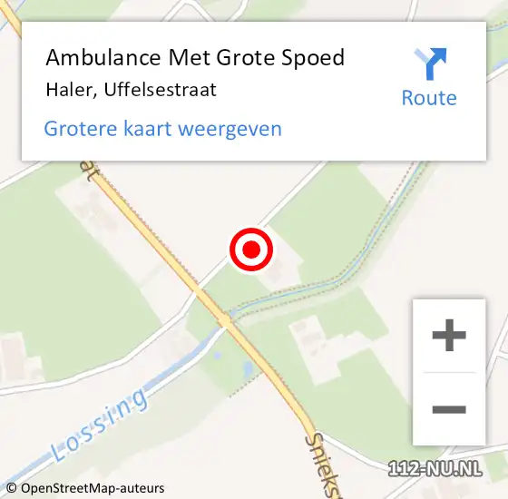 Locatie op kaart van de 112 melding: Ambulance Met Grote Spoed Naar Haler, Uffelsestraat op 15 januari 2023 08:41