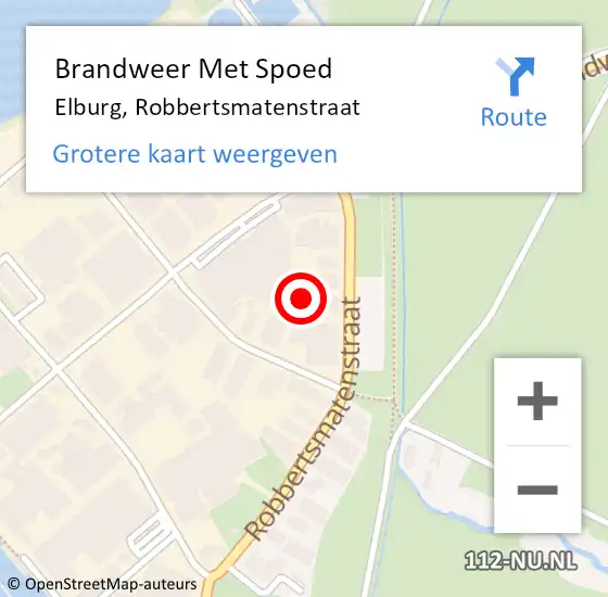 Locatie op kaart van de 112 melding: Brandweer Met Spoed Naar Elburg, Robbertsmatenstraat op 15 januari 2023 08:42