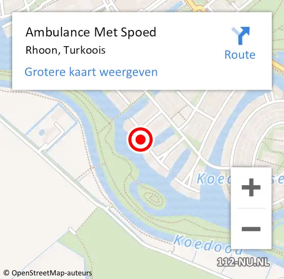 Locatie op kaart van de 112 melding: Ambulance Met Spoed Naar Rhoon, Turkoois op 15 januari 2023 08:53