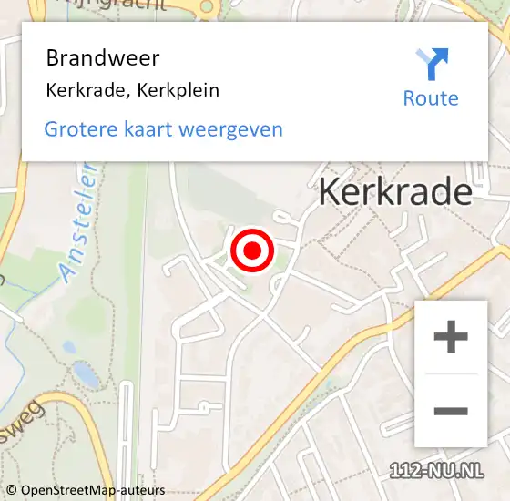 Locatie op kaart van de 112 melding: Brandweer Kerkrade, Kerkplein op 15 januari 2023 09:10