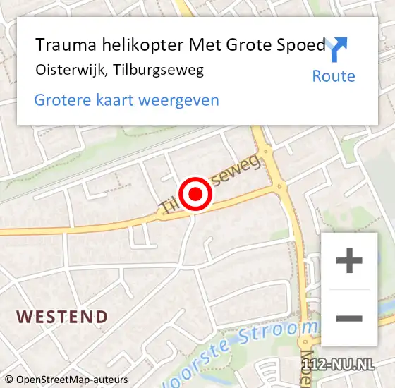 Locatie op kaart van de 112 melding: Trauma helikopter Met Grote Spoed Naar Oisterwijk, Tilburgseweg op 15 januari 2023 09:16
