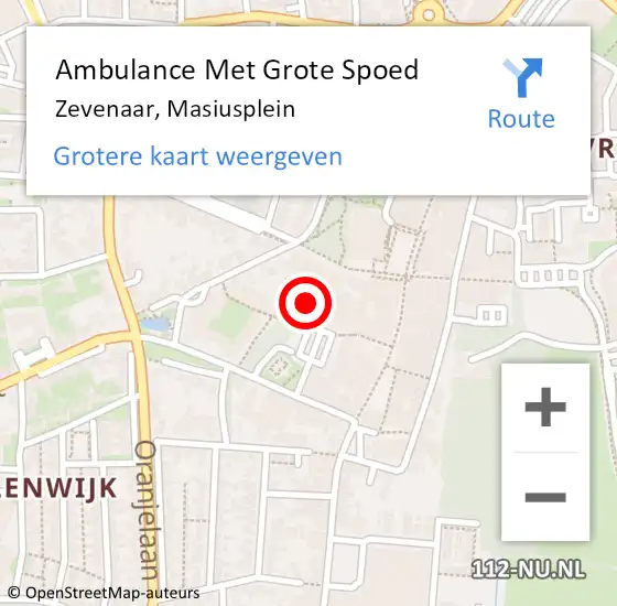 Locatie op kaart van de 112 melding: Ambulance Met Grote Spoed Naar Zevenaar, Masiusplein op 15 januari 2023 09:29