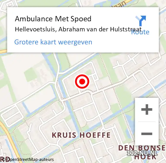 Locatie op kaart van de 112 melding: Ambulance Met Spoed Naar Hellevoetsluis, Abraham van der Hulststraat op 15 januari 2023 09:32