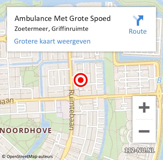 Locatie op kaart van de 112 melding: Ambulance Met Grote Spoed Naar Zoetermeer, Griffinruimte op 15 januari 2023 10:20